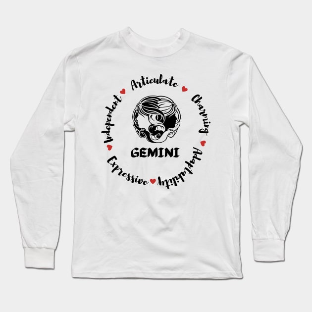 Gemini ♊ Zodiac Sign Astrology Sign Long Sleeve T-Shirt by Bro Aesthetics